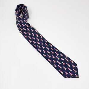 ALLYN Navy Blue "Happy New Year" 100% Silk Fine Novelty Tie